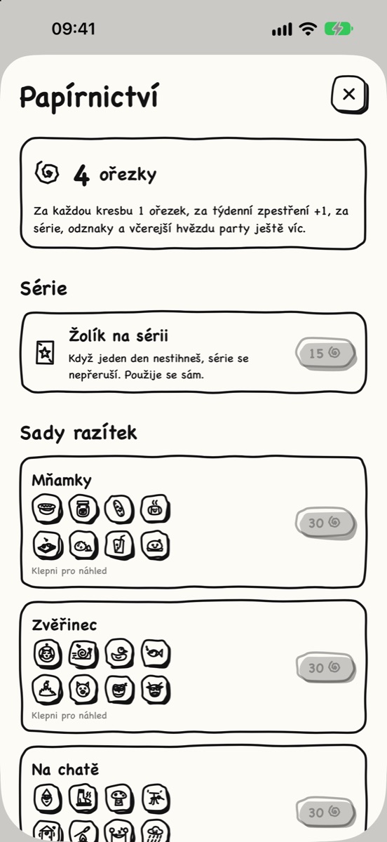 Papírnictví se sadami razítek a žolíkem